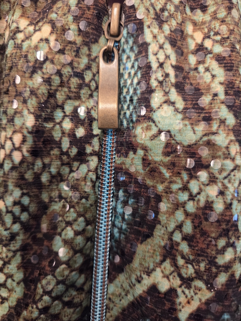 Joseph Ribkoff Green Snake-Print Sequin Jacket - Picture 2 of 6